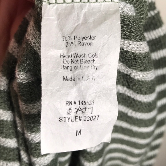 Anthro W5 Top Striped Bell Sleeve Moss Green - Picture 8 of 8